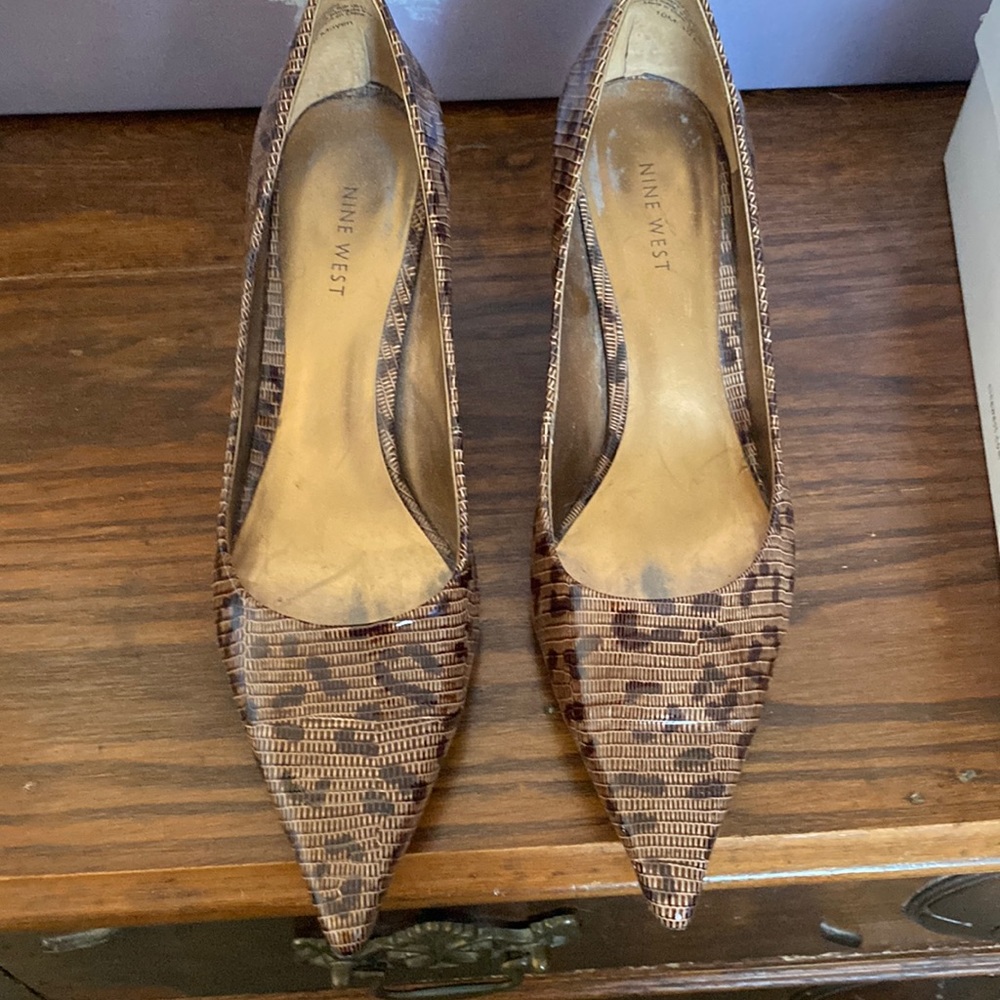 Nine West Brown Patterned Pointed-Toe Pumps